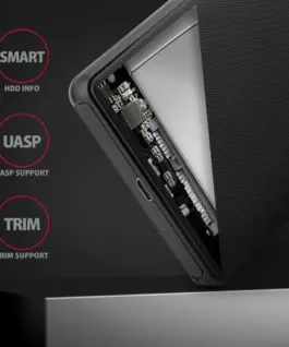 AXAGON External SLIDE box EE25-SLC USB-C 3.2 Gen1 – SATA 6G 2.5inch