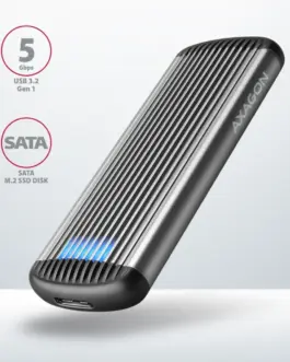 Alternative view of AXAGON Screwless RIBBED box EEM2-SA USB micro-B 3.2 Gen 1 - M.2 SATA SSD 30-80mm