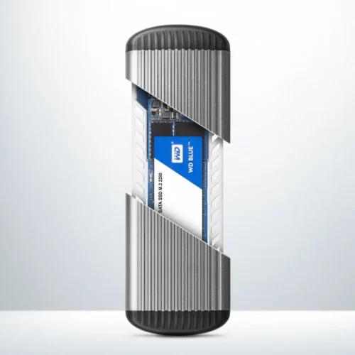 AXAGON Screwless RIBBED box EEM2-SA USB micro-B 3.2 Gen 1 – M.2 SATA SSD