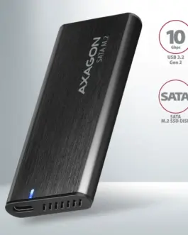 Alternative view of AXAGON ALU box EEM2-SBC USB-C 3.2 Gen 2 - M.2 SATA SSD 30-80mm