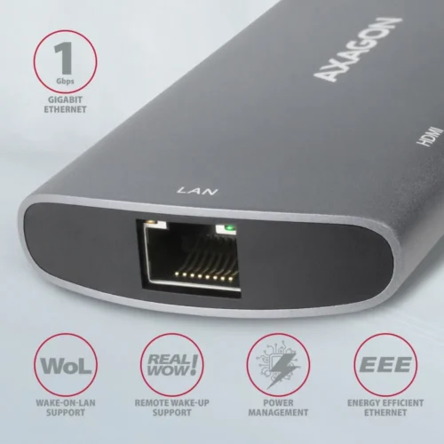 AXAGON Hub HMC-6M2 USB-C 3.2 Gen 1 hub w. M.2 SATA + HDMI + GLAN + 2x USB-A + PD