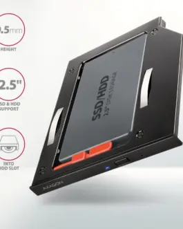 Alternative view of AXAGON RSS-CD09 2.5 SSD/HDD caddy into DVD slot, 9.5 mm, LED, ALU