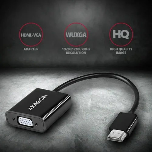 Alternative view of AXAGON червенuction / адаптер RVH-VGAN, HDMI -> VGA, FullHD, Audio OUT
