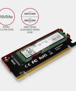 Alternative view of AXAGON PCEM2-S PCI-E 3.0 16x - M.2 SSD NVMe, up to 80mm SSD, low profile, cooler