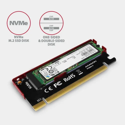 Alternative view of AXAGON PCEM2-S PCI-E 3.0 16x - M.2 SSD NVMe, up to 80mm SSD, low profile, cooler