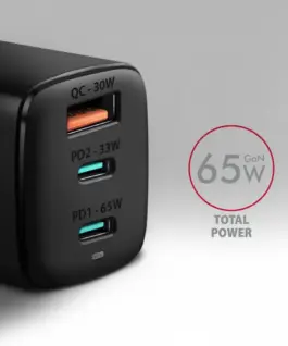 Alternative view of AXAGON AXAGON ACU-DPQ65 GAN WA ll зарядно, 3x port USB