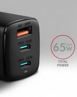 Alternative view of AXAGON AXAGON ACU-DPQ65 GAN WA ll зарядно, 3x port USB