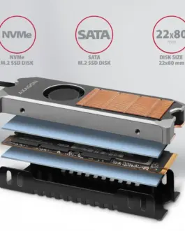 Alternative view of AXAGON AXAGON CLR-M2FAN, activ e fan M.2 SSD, 80mm SSD