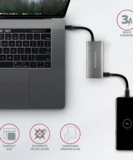 Alternative view of AXAGON Hub HMC-4G2 2x USB-A + 2x USB-C, USB-C 3.2 Gen 2 10Gbps, 13cm USB-C кабел