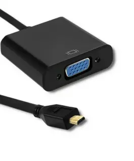 Qoltec адаптер Micro HDMI D male / VGA female | + 3.5mm AUX | 0.2m