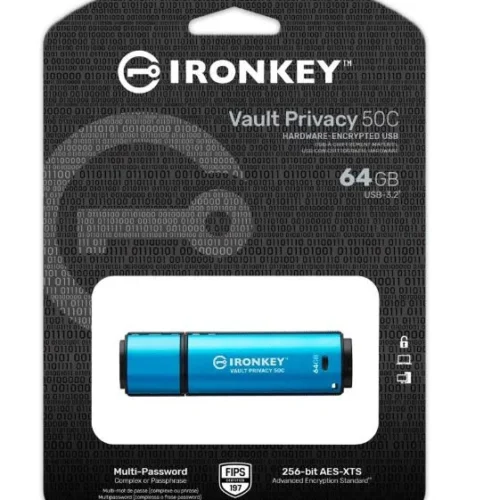 Alternative view of Kingston Pendrive 64GB IronKey Vault Privacy 50C AES-256 FIPS-197