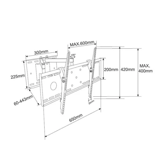 TB Uchwyt TV TB-63P do telewizora 32-70 inch 55kg max VESA 600×400