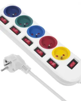 Maclean Power strip 5 socket with switches MCE204M/W