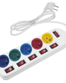 Alternative view of Maclean Power strip 5 socket with switches MCE204M/W
