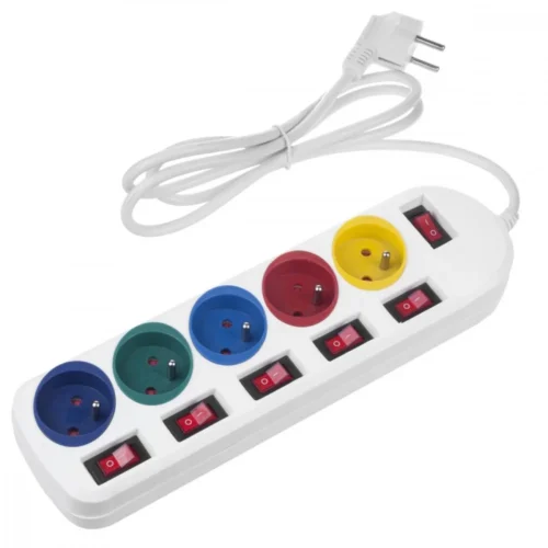 Alternative view of Maclean Power strip 5 socket with switches MCE204M/W