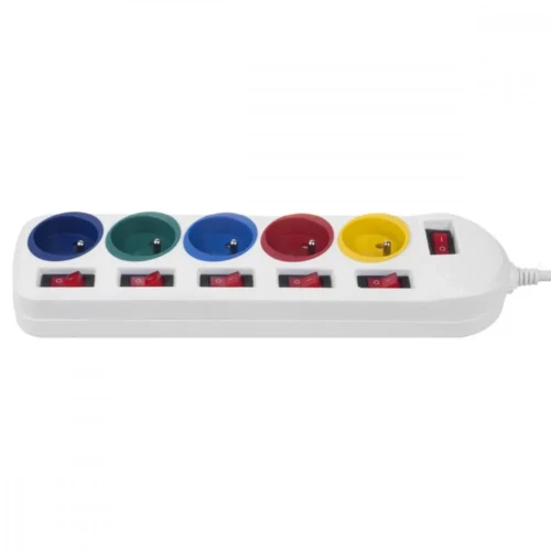 Maclean Power strip 5 socket with switches MCE204M/W