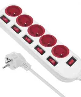 Maclean Power strip 5 socket with switches MCE204 R/