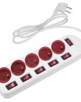 Alternative view of Maclean Power strip 5 socket with switches MCE204 R/