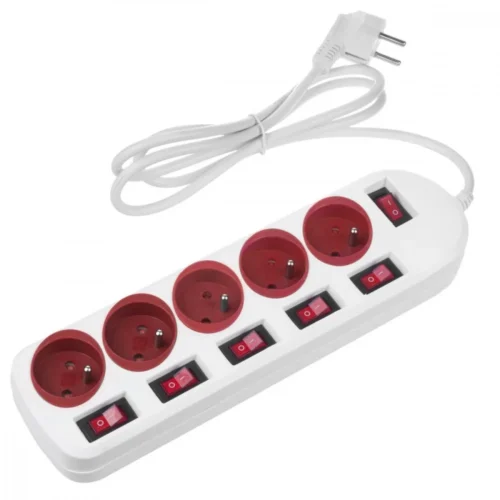Alternative view of Maclean Power strip 5 socket with switches MCE204 R/