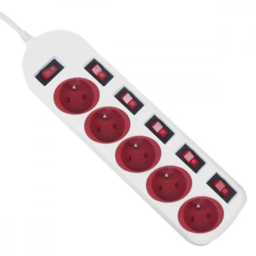 Maclean Power strip 5 socket with switches MCE204 R/