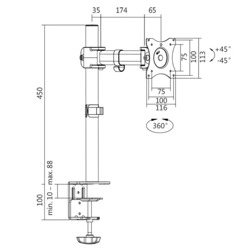 Alternative view of LogiLink Monitor mount 13-27, 9,, steel, 8kg max