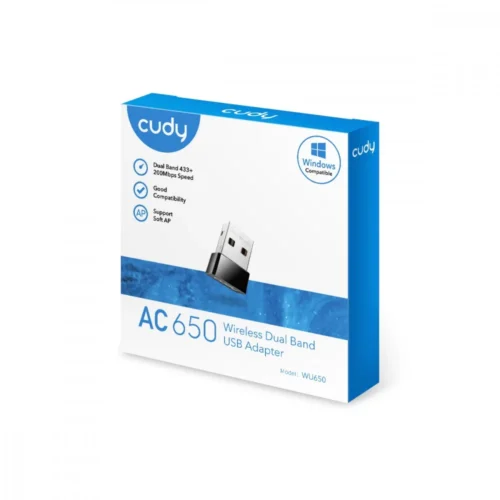 Cudy Network адаптер WU650 USB 2.0 AC650 Mini