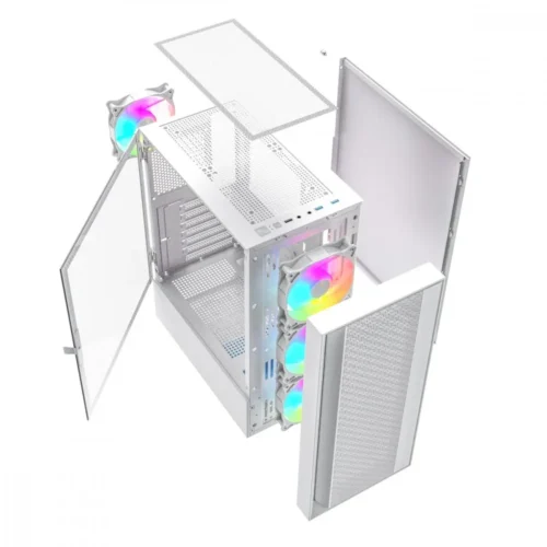 Gembird Компютър Case Midi Tower Fornax 4000 ARGB бял