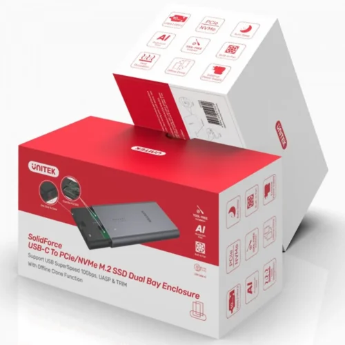 Alternative view of Unitek SolidForce USB-C to PCIe /NVMe M.2 SSD, Dual Bay