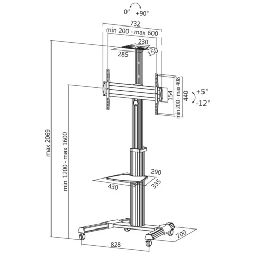 Alternative view of LogiLink TV cart, 37-70 39, VESA, 50kg. max