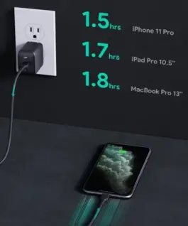 Alternative view of AUKEY зарядно PA-B2 Omnia GaN 1xUSB-C 61W Power Delivery 3.0 3A черен