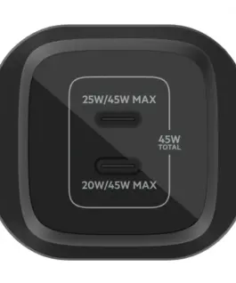 Alternative view of Belkin Dual USB-C GaN мрежово зарядно with PPS 45W черен