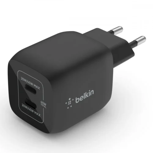 Belkin Dual USB-C GaN мрежово зарядно with PPS 45W черен