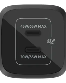 Alternative view of Belkin 65W DUAL USB-C GAN WALL PPS черен