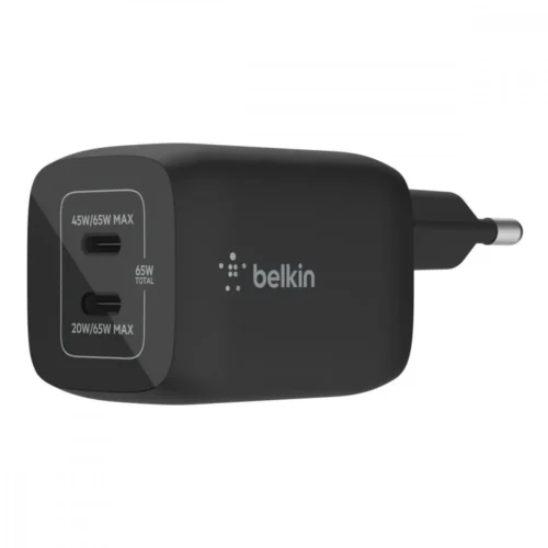 Belkin 65W DUAL USB-C GAN WALL PPS черен