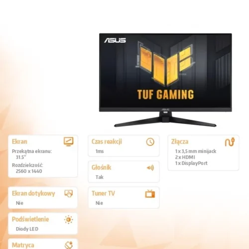 Alternative view of Asus Monitor 31,5 inches VG32AQA1A TUF WQHD 170Hz HDMI DP GŁOŚNIK