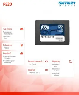 Alternative view of Patriot SSD диск 128GB P220 550/480 MB/s SATA III 2.5