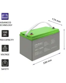 Alternative view of Qoltec Deep Cycle gel battery 12V, 100Ah