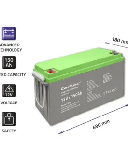 Alternative view of Qoltec Deep Cycle gel battery 12V, 150Ah
