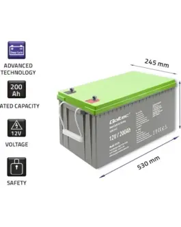 Alternative view of Qoltec Deep cycle gel battery 12V, 200Ah