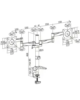 Alternative view of LogiLink Dual монитор mount 13-27, aluminum