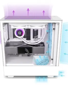 Alternative view of NZXT кутия за компютър H5 Flow with window бял