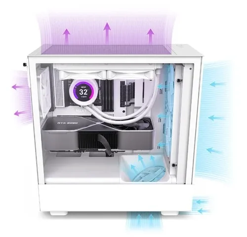 Alternative view of NZXT кутия за компютър H5 Flow with window бял