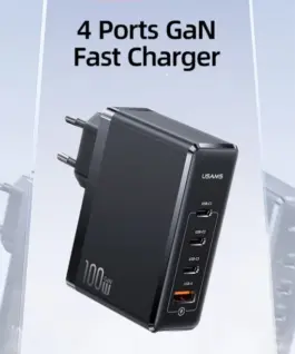 Alternative view of USAMS зарядно GaN 100W PD T50 3xUSB-C + USB Fast