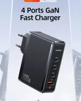 Alternative view of USAMS зарядно GaN 100W PD T50 3xUSB-C + USB Fast
