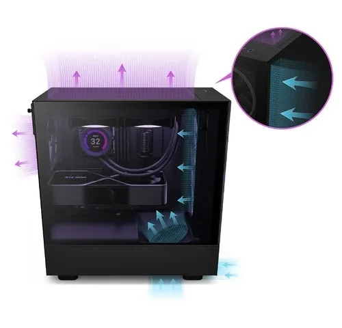 Alternative view of NZXT кутия за компютър H5 Elite with window черен