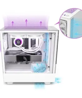 Alternative view of NZXT кутия за компютър H5 Elite with window бял