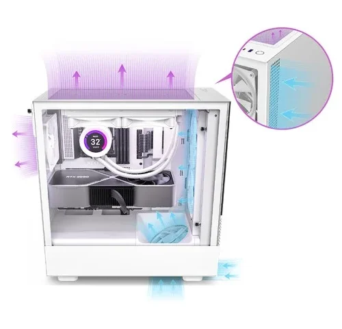 Alternative view of NZXT кутия за компютър H5 Elite with window бял