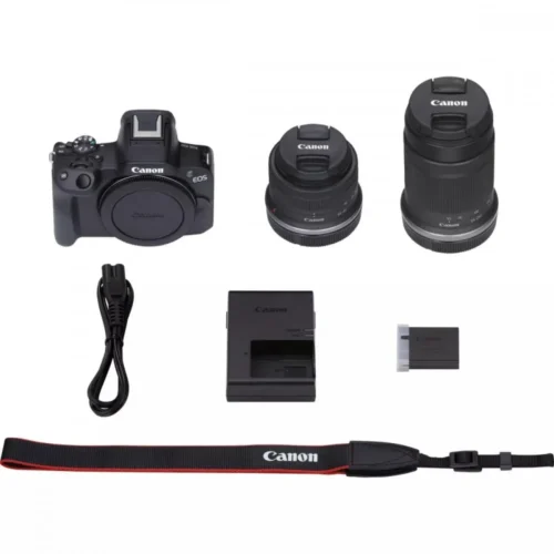 Canon Aparat bezlusterkowy EOS R50 черен + RF-S 18-45+ RF-S 55-210 5811C023