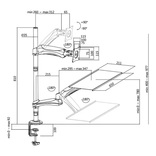 Alternative view of LogiLink Sit-stand работна станция монитор desk mount 13-2
