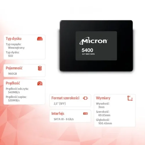 Micron SSD drive 5400 MAX 960GB SATA 2.5 7mm Single Pack